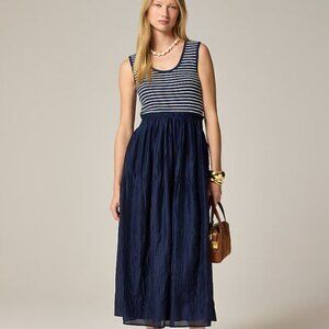 NWT J.Crew Gathered-waist mixy dress in stripe Size Large